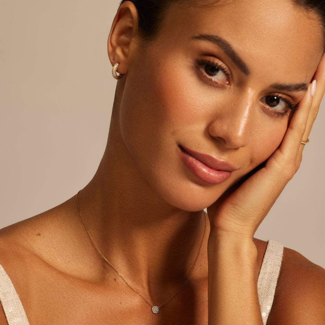 Gold Diamond Style Chunky Cluster Hoop Earrings