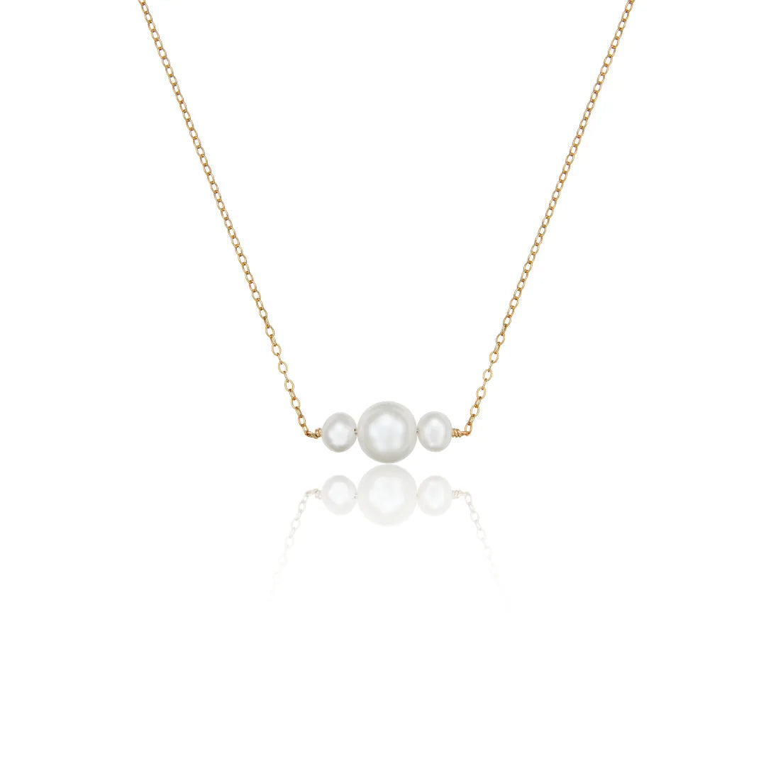 Gold Multi Pearl Cluster Necklace