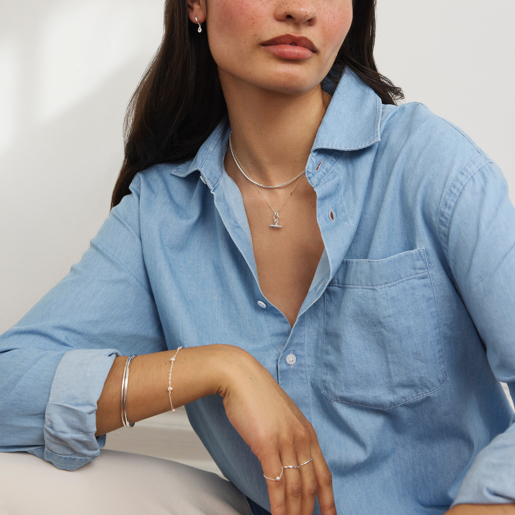 Silver Diamond Style Tennis Necklace