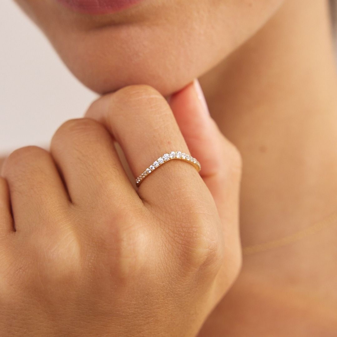 Gold Diamond Style Curve Ring