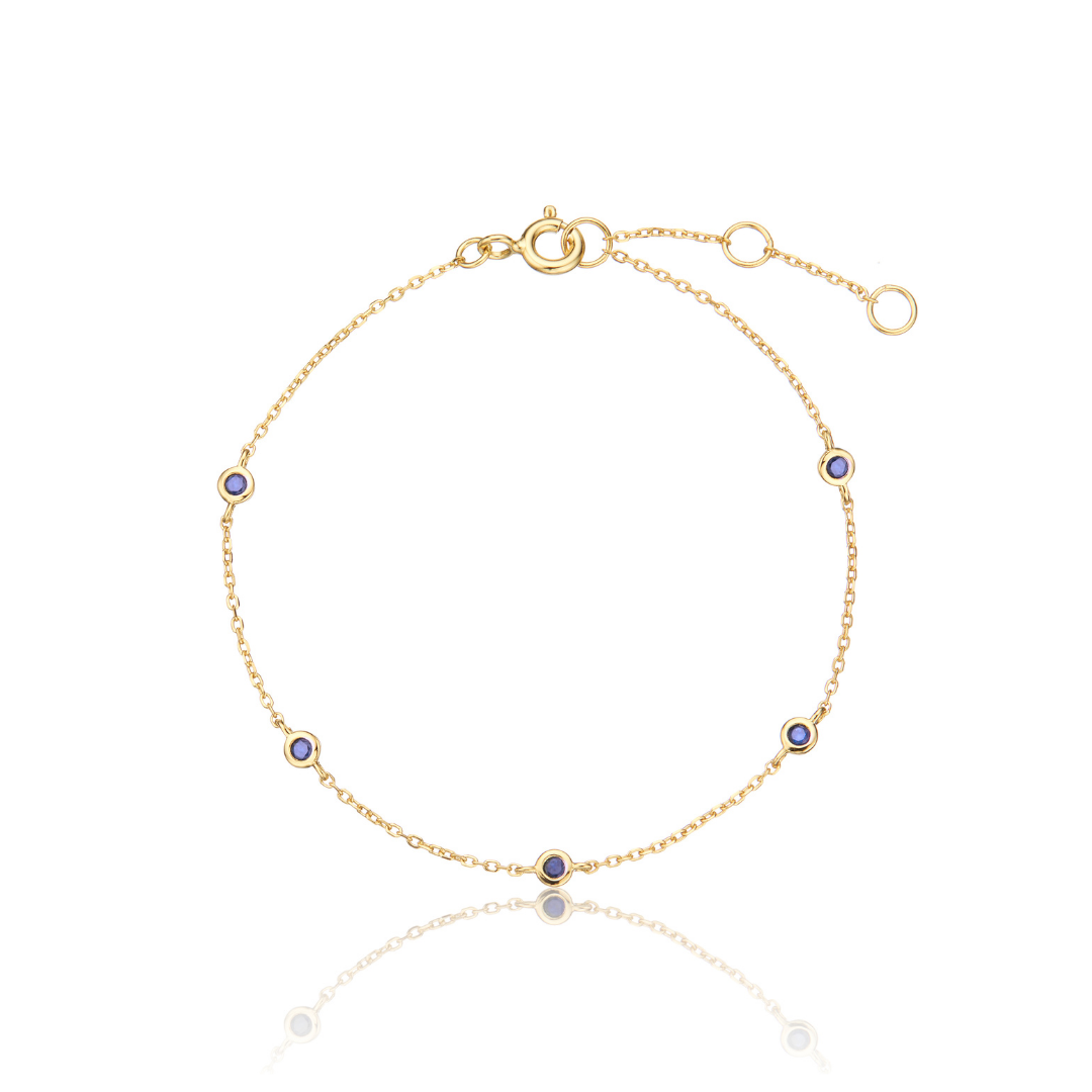 Solid Gold Five Stone Sapphire Bracelet