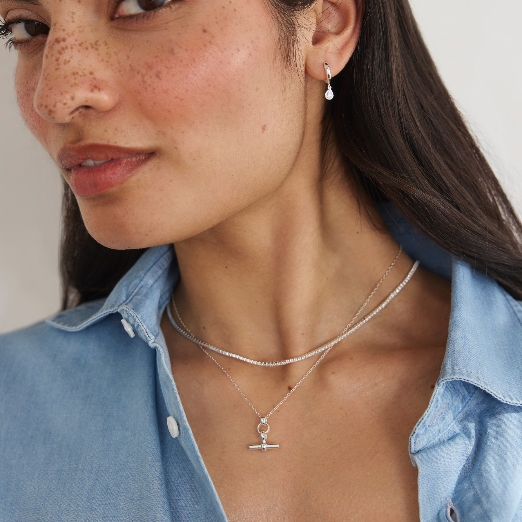 Silver Diamond Style Tennis Necklace