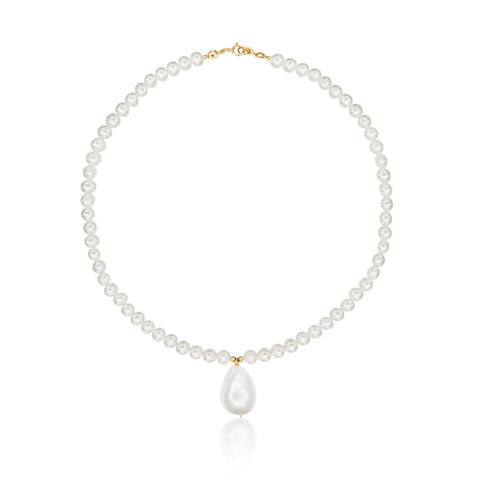 Gold Pearl with Baroque Drop Necklace