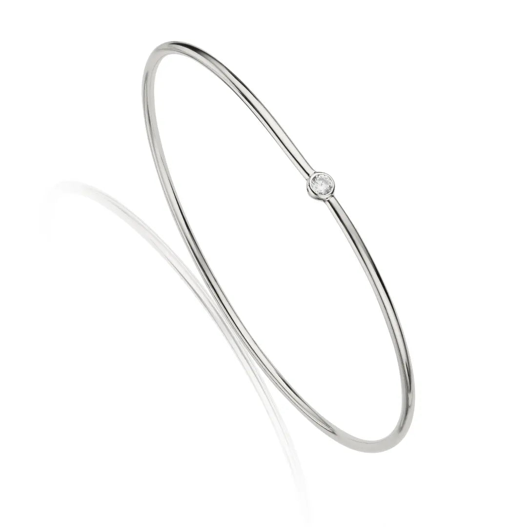 Silver Single Diamond Style Bangle