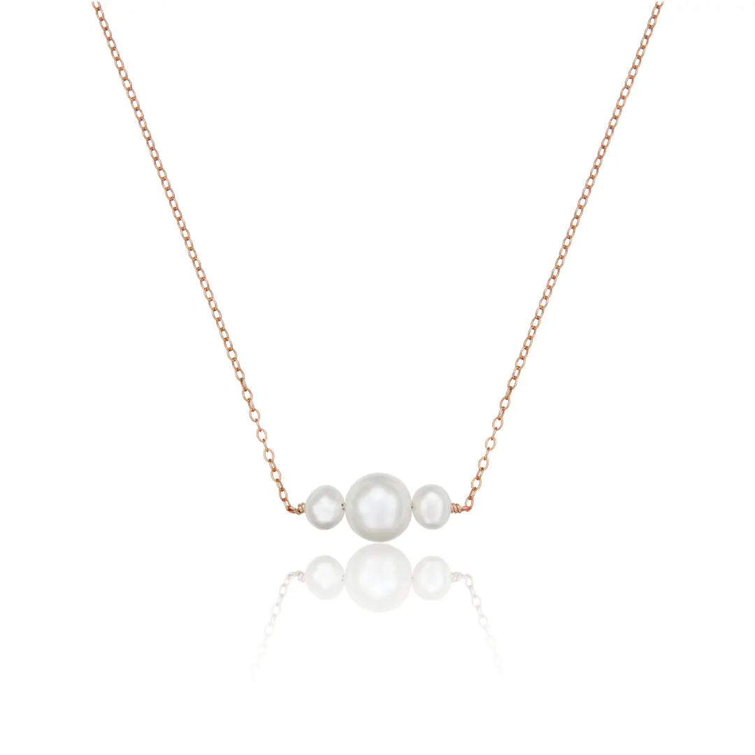 Rose Gold Multi Pearl Cluster Necklace