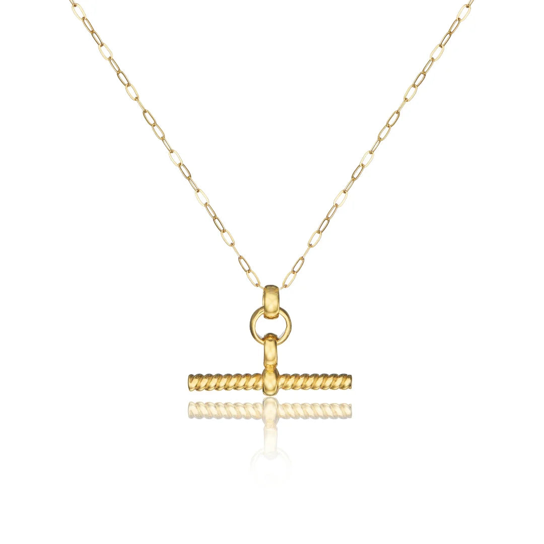 Gold Twisted T-Bar Necklace