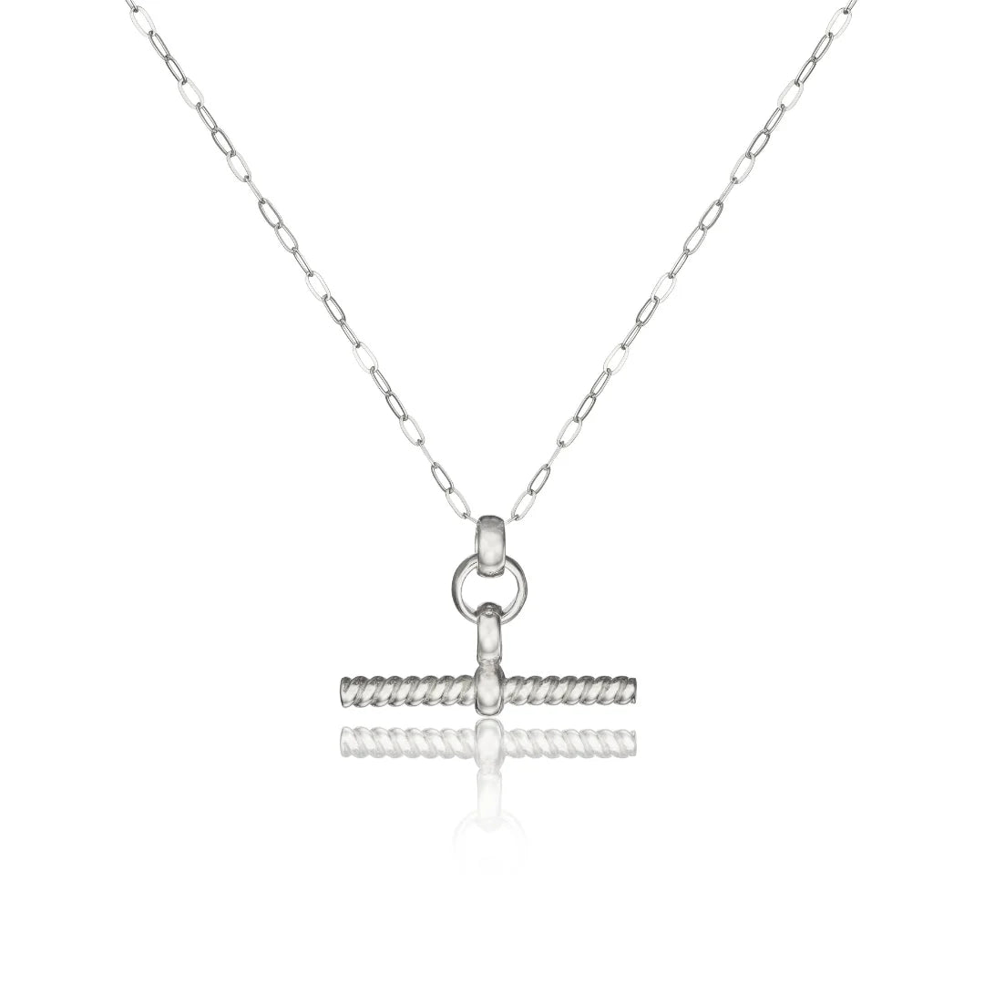 Silver Twisted T-Bar Necklace