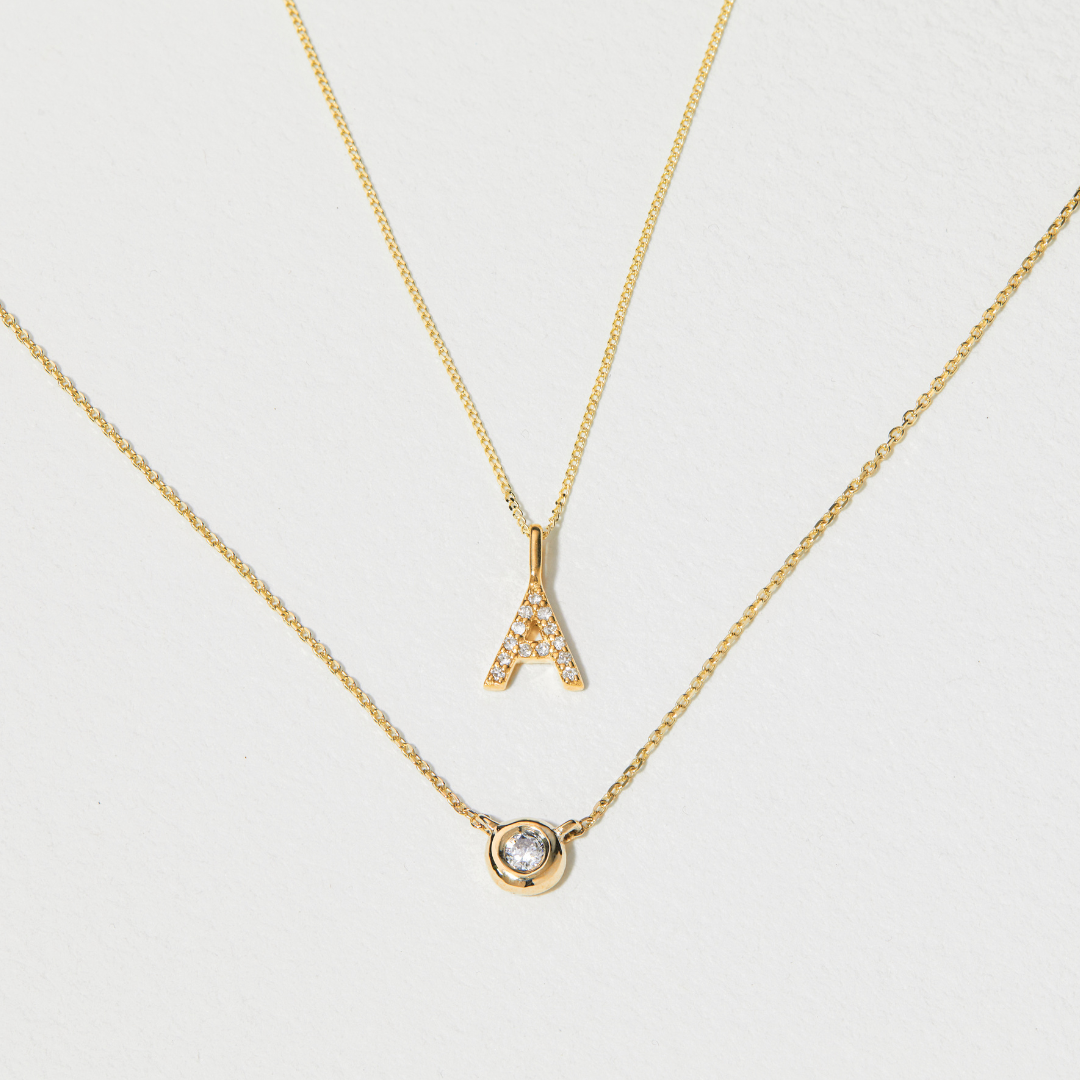 Solid Gold Floating Diamond Necklace
