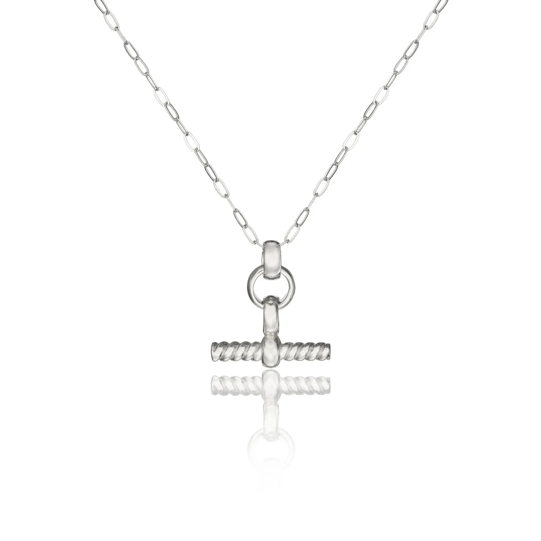 Silver Mini Twisted T-Bar Necklace