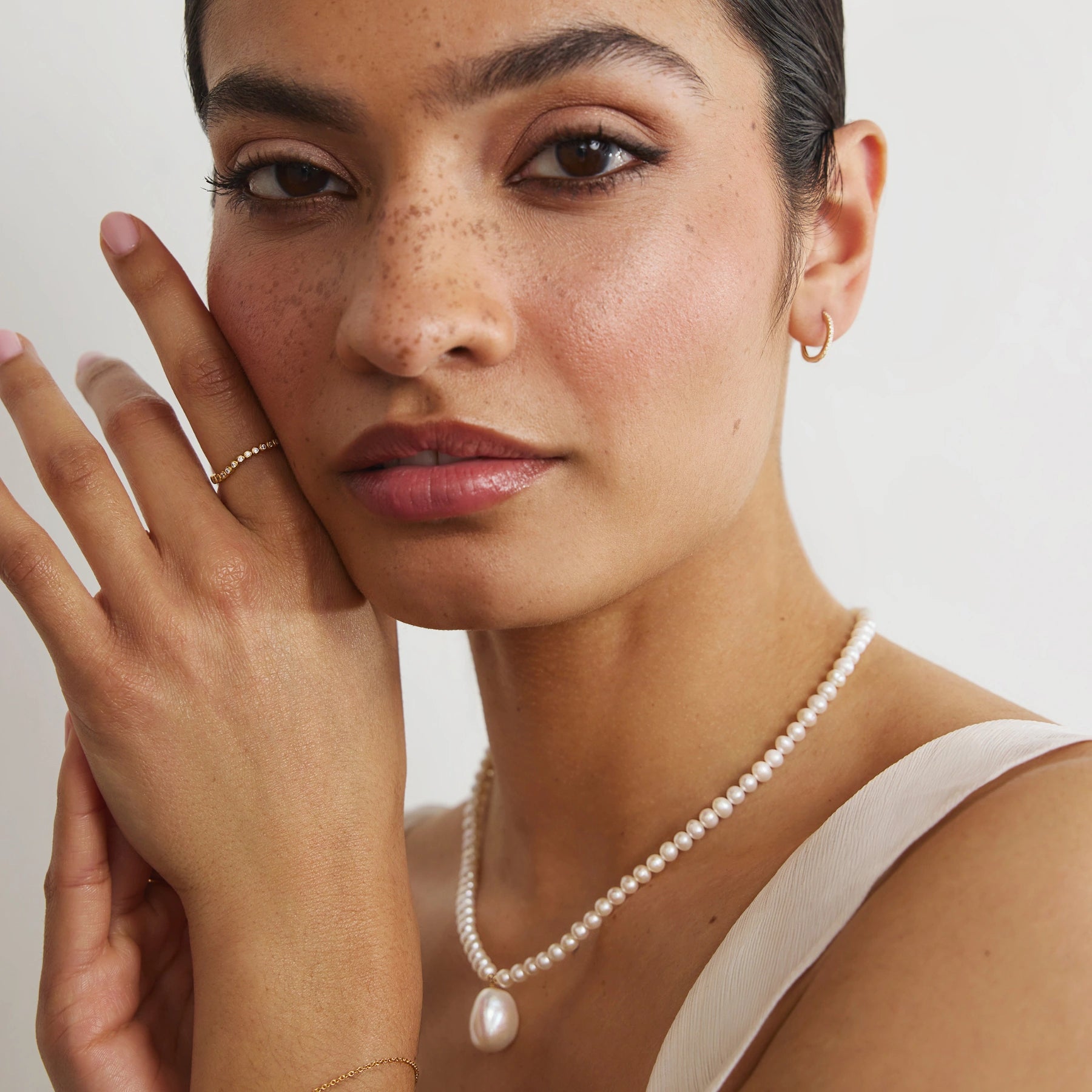 Silver Diamond Style Slim Huggie Hoop Earrings