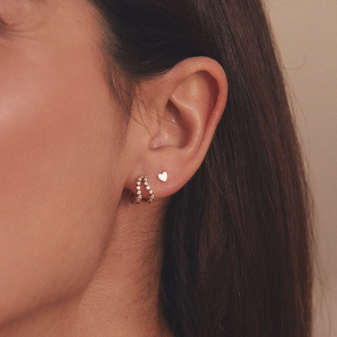 Silver Tiny Heart Stud Earrings