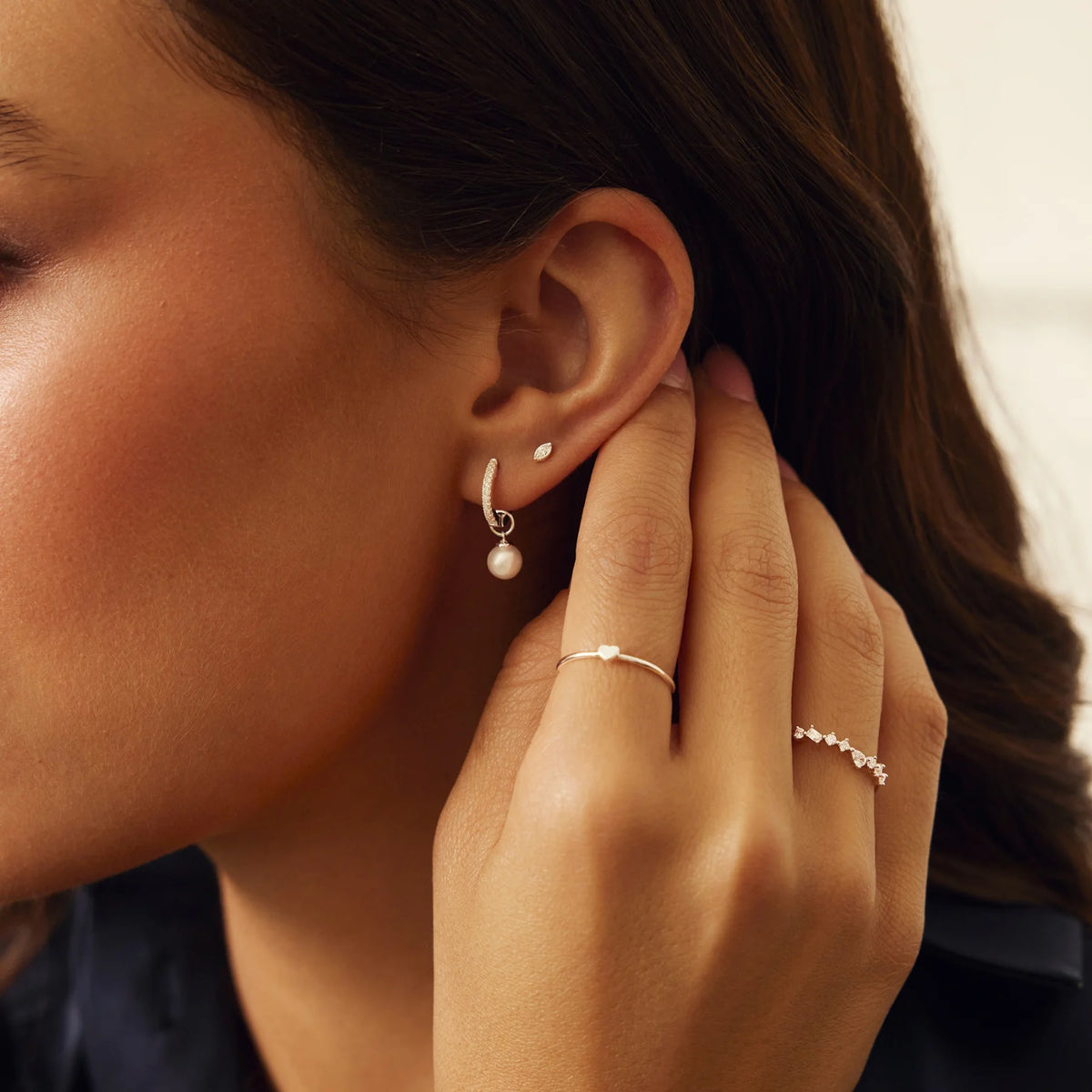 Silver Tiny Teardrop Stud Earrings