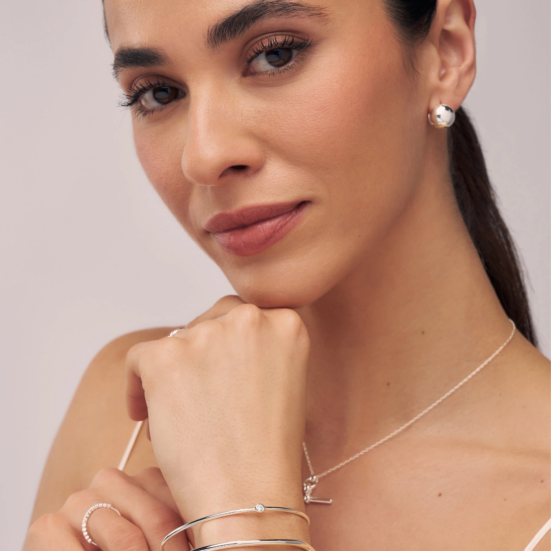 Silver Dome Ball Huggie Hoop Earrings
