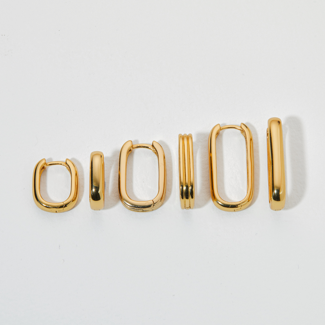 Gold Large Ribbed Hoop Earrings