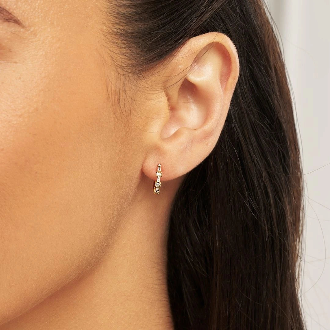 Gold Diamond Style Baguette Huggie Hoop Earrings