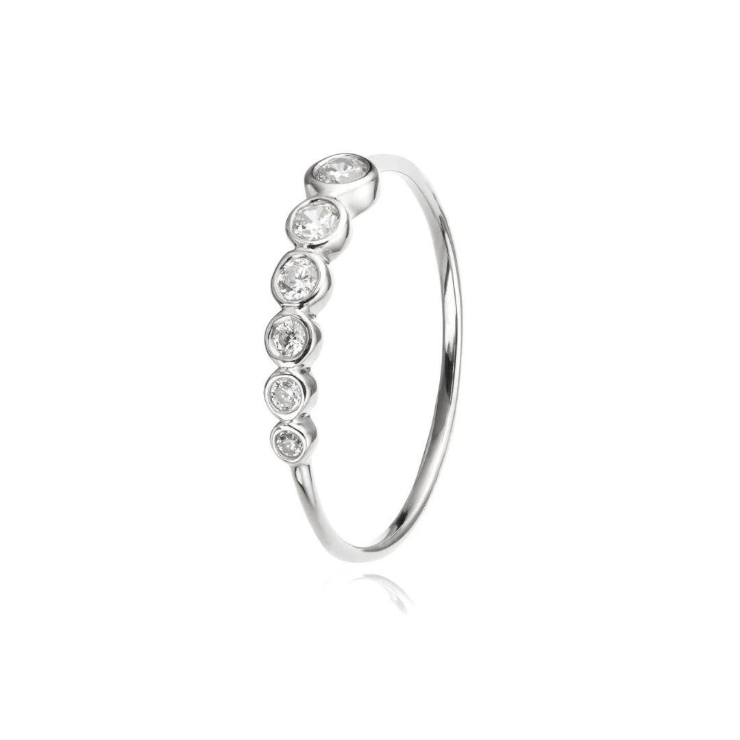 Silver Graduated Diamond Style Stacking Ring