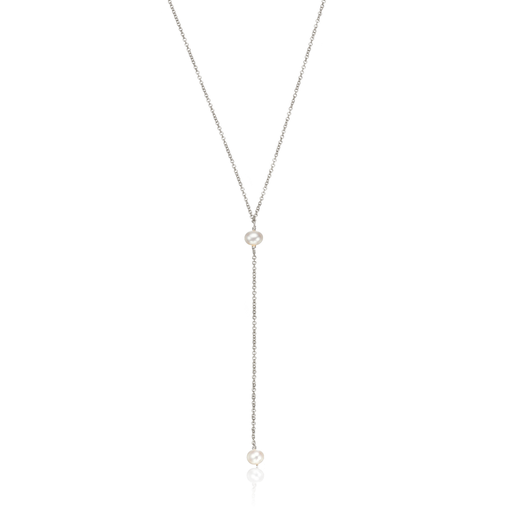 Silver Pearl Lariat Necklace – Lily & Roo