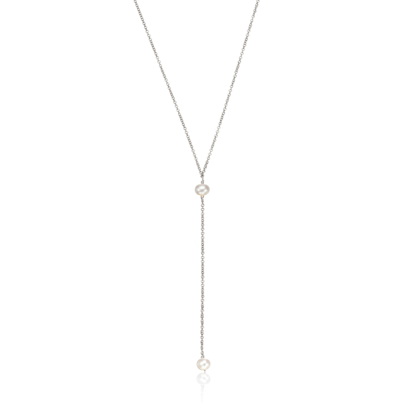 Silver Pearl Lariat Necklace – Lily & Roo