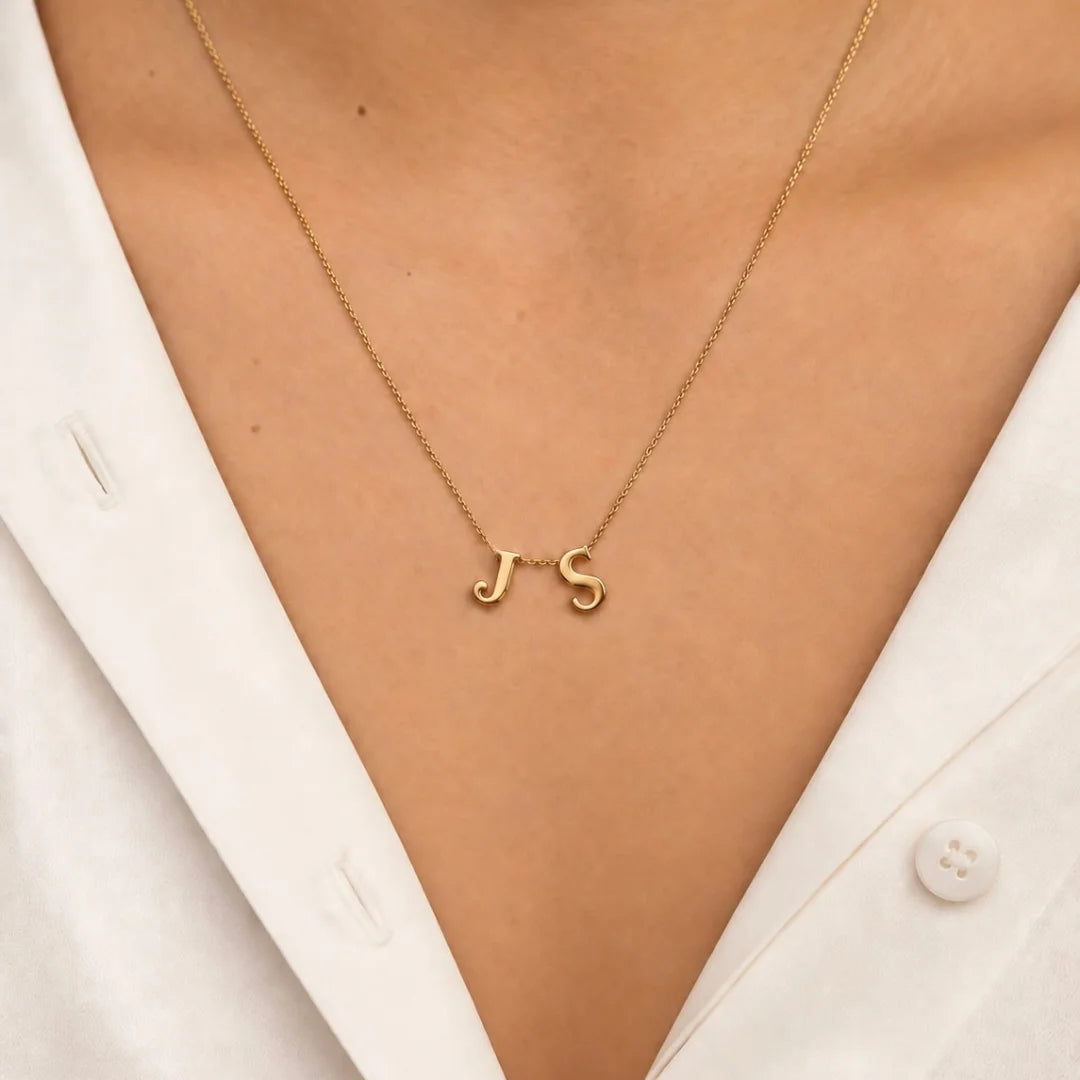 Gold Thread-Through Initial Letter Necklace