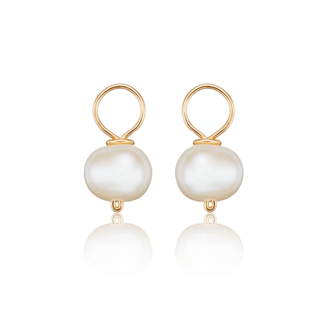 Gold Small Pearl Drop Pair