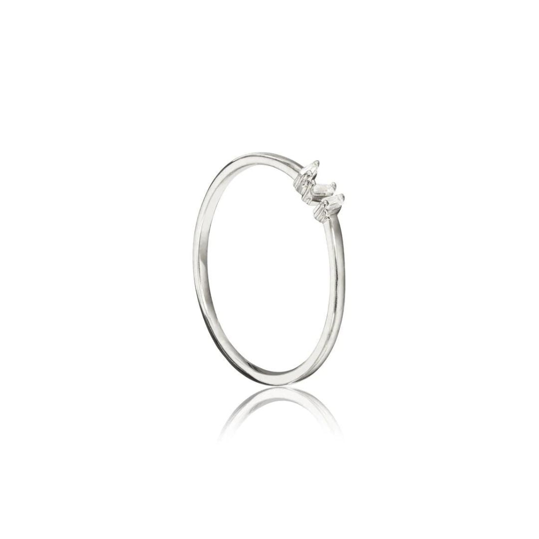 Silver Diamond Style Three Baguette Ring