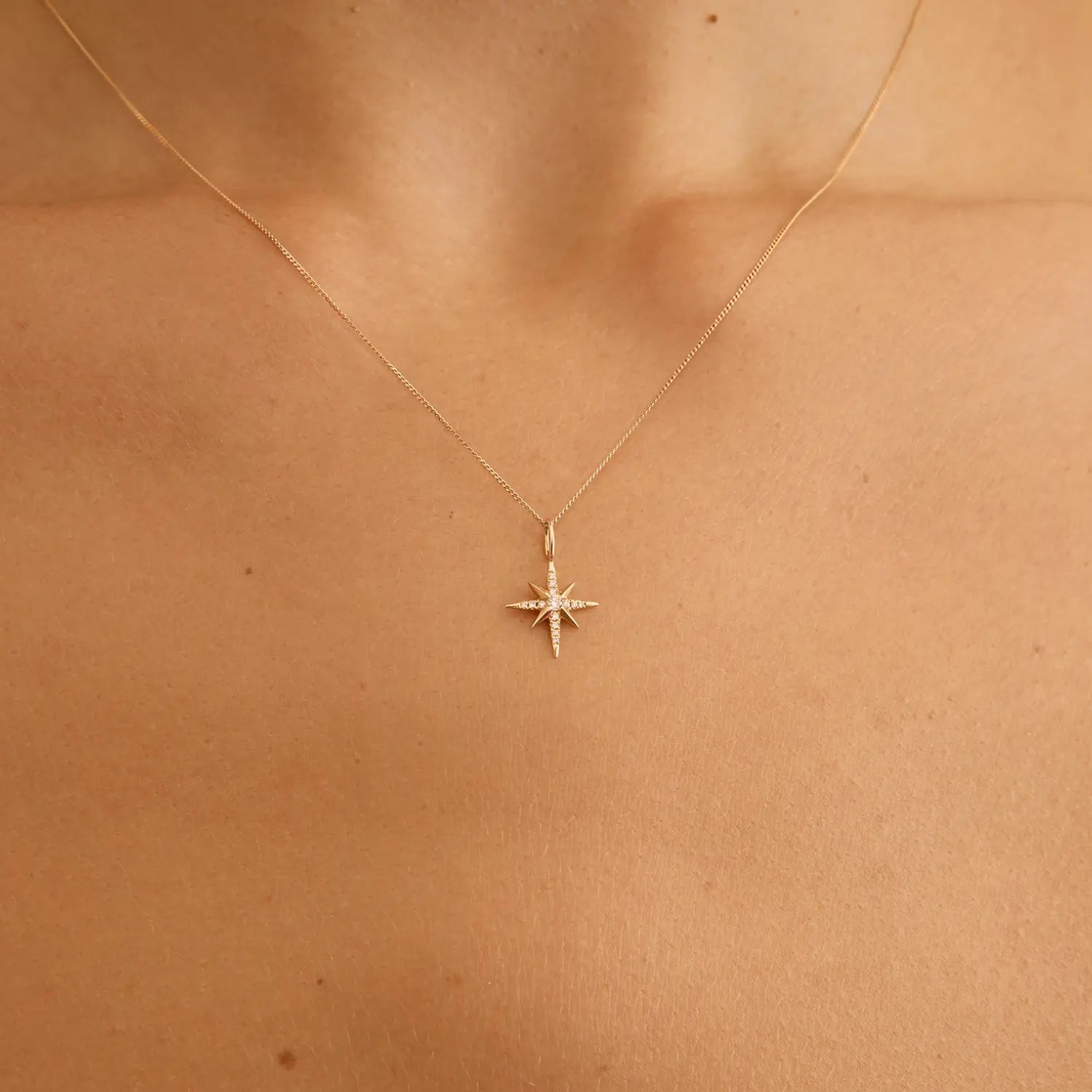 Gold Diamond Style North Star Necklace