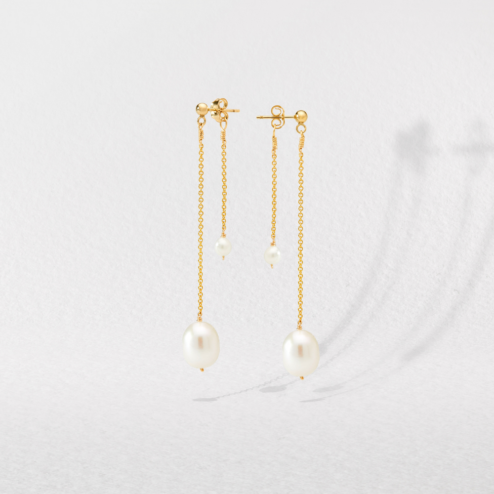 Gold Layered Large and Small Pearl Earrings Lily & Roo
