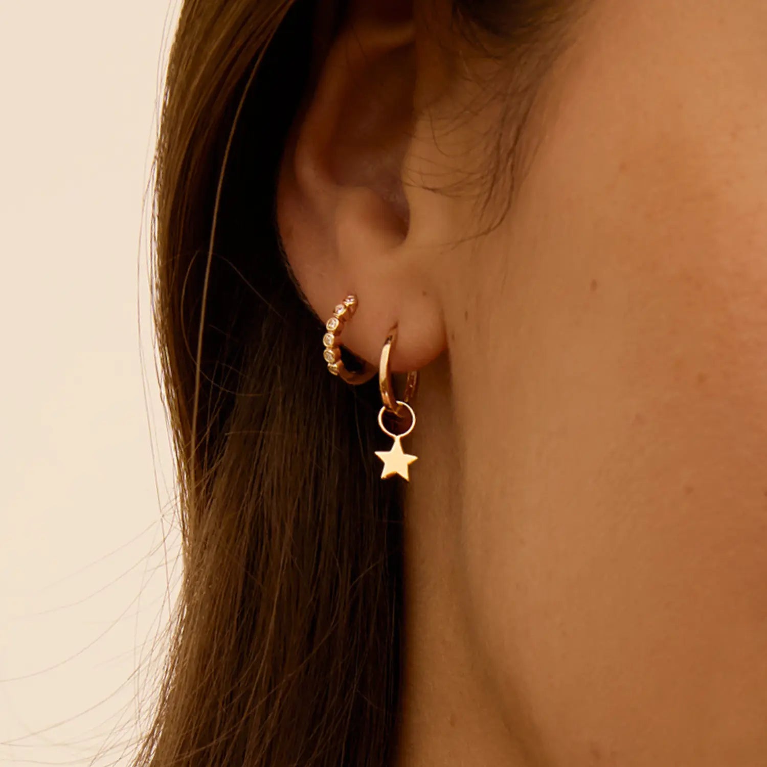 Gold Tiny Star Hoop Earrings