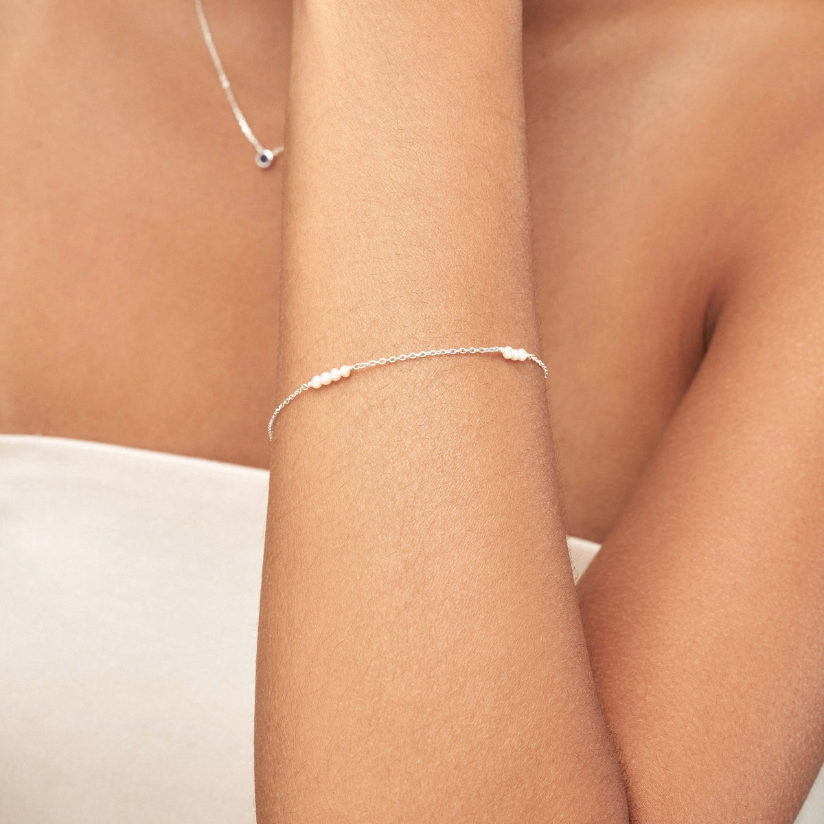 Silver Mini Pearl Bracelet