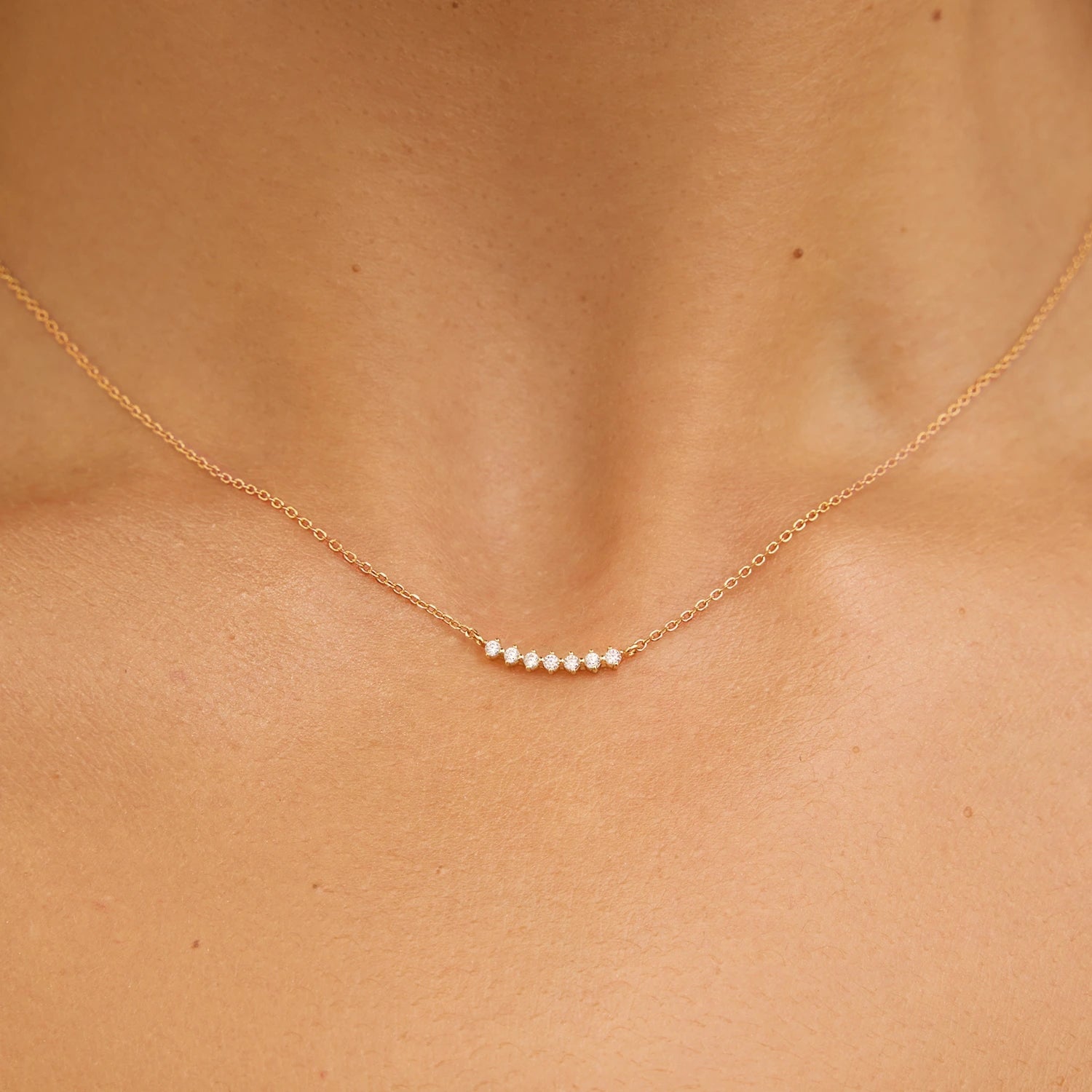 Gold Diamond Style Curve Necklace