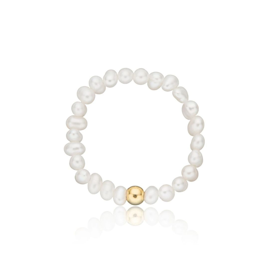 Gold Small Pearl Beaded Ring