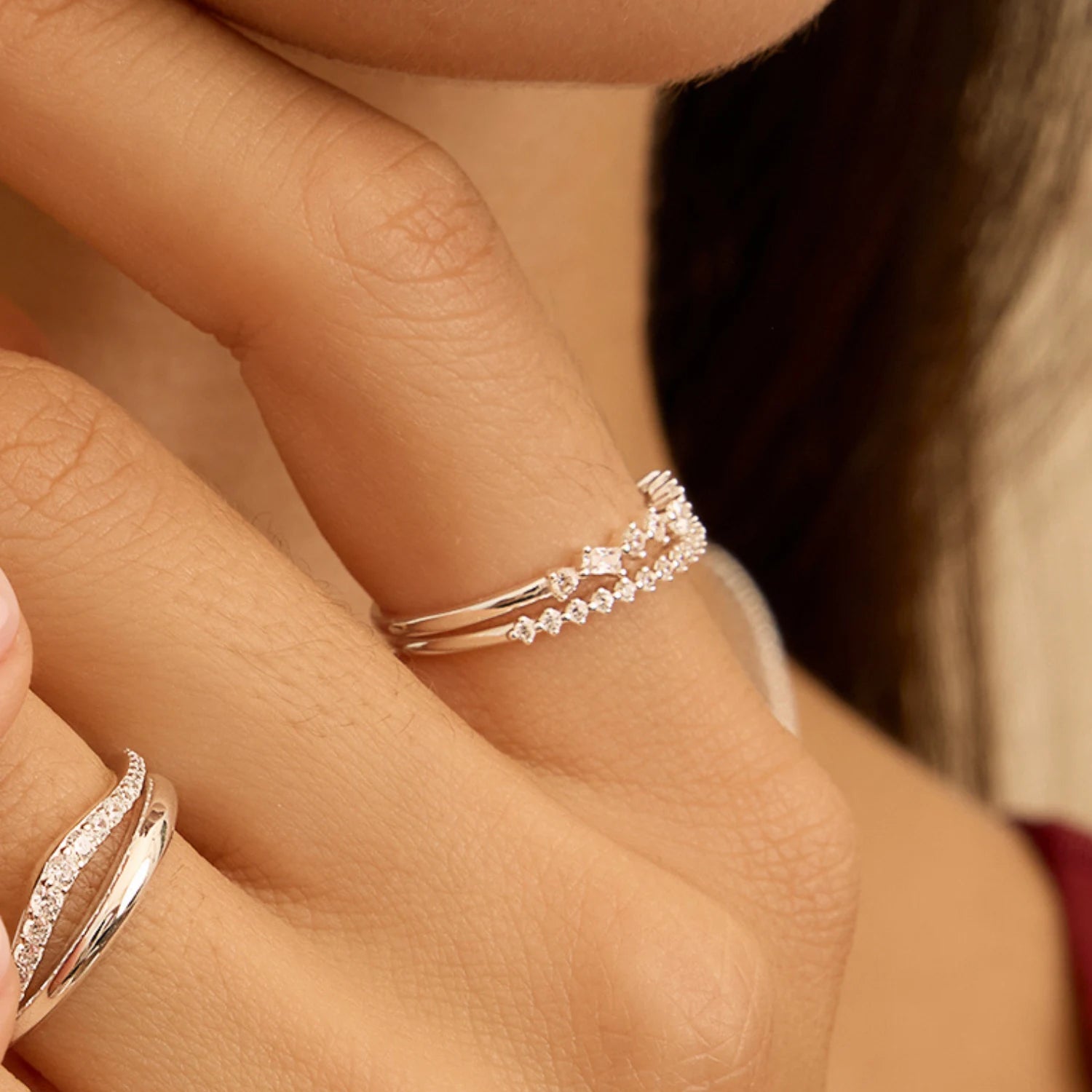Silver Brilliant Diamond Style Half Eternity Ring