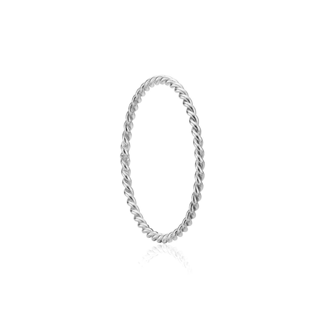 Silver Thin Twisted Stacking Ring