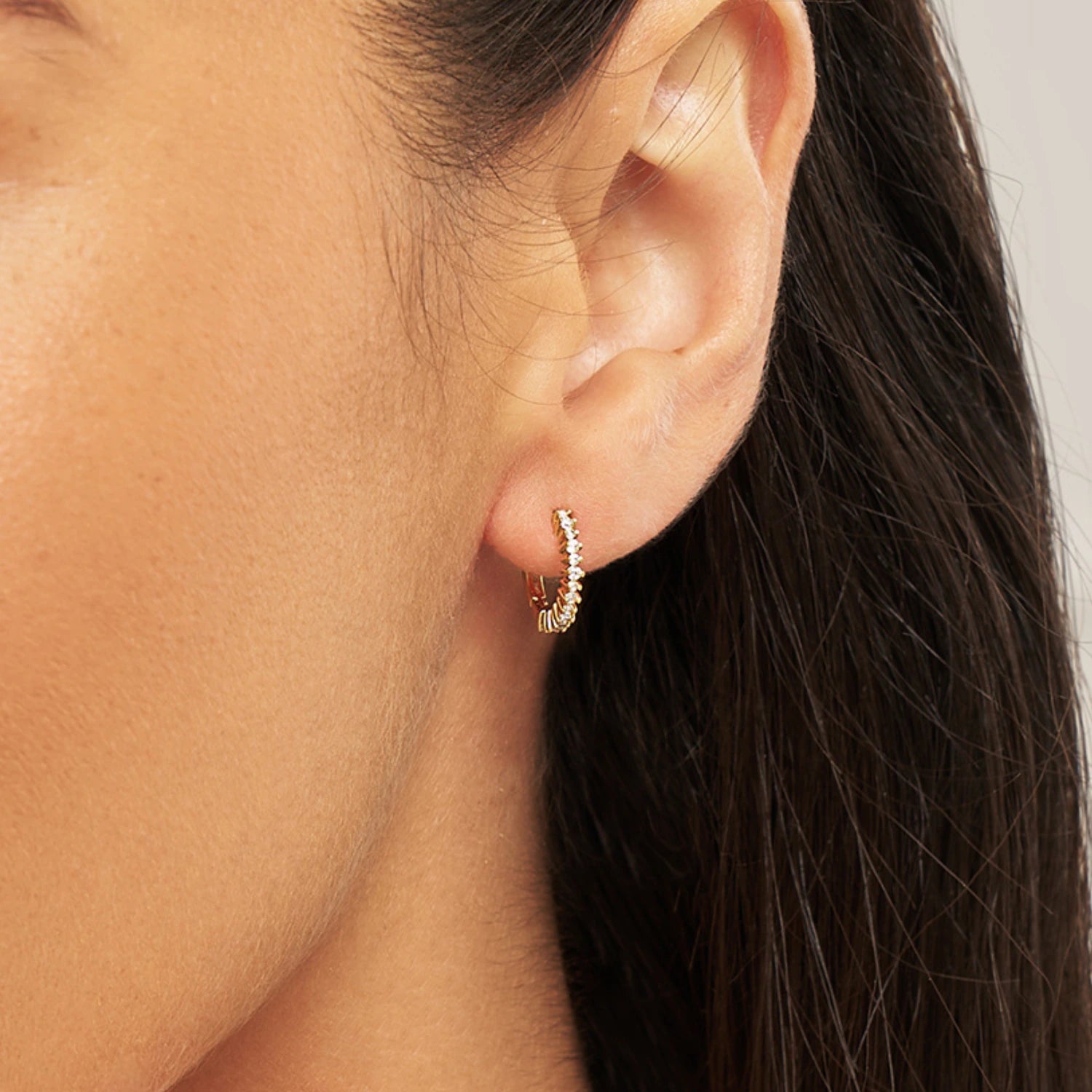 Gold Diamond Style Thin Huggie Hoop Earrings