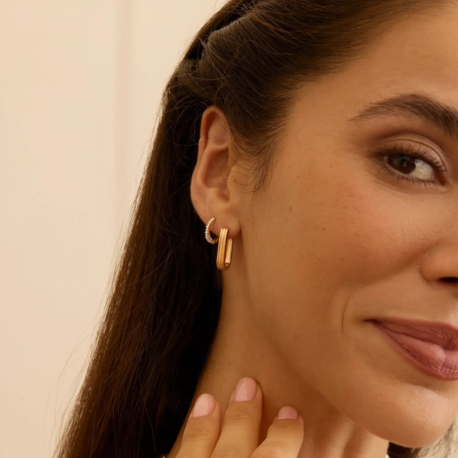 Gold Ribbed Hoop Earrings