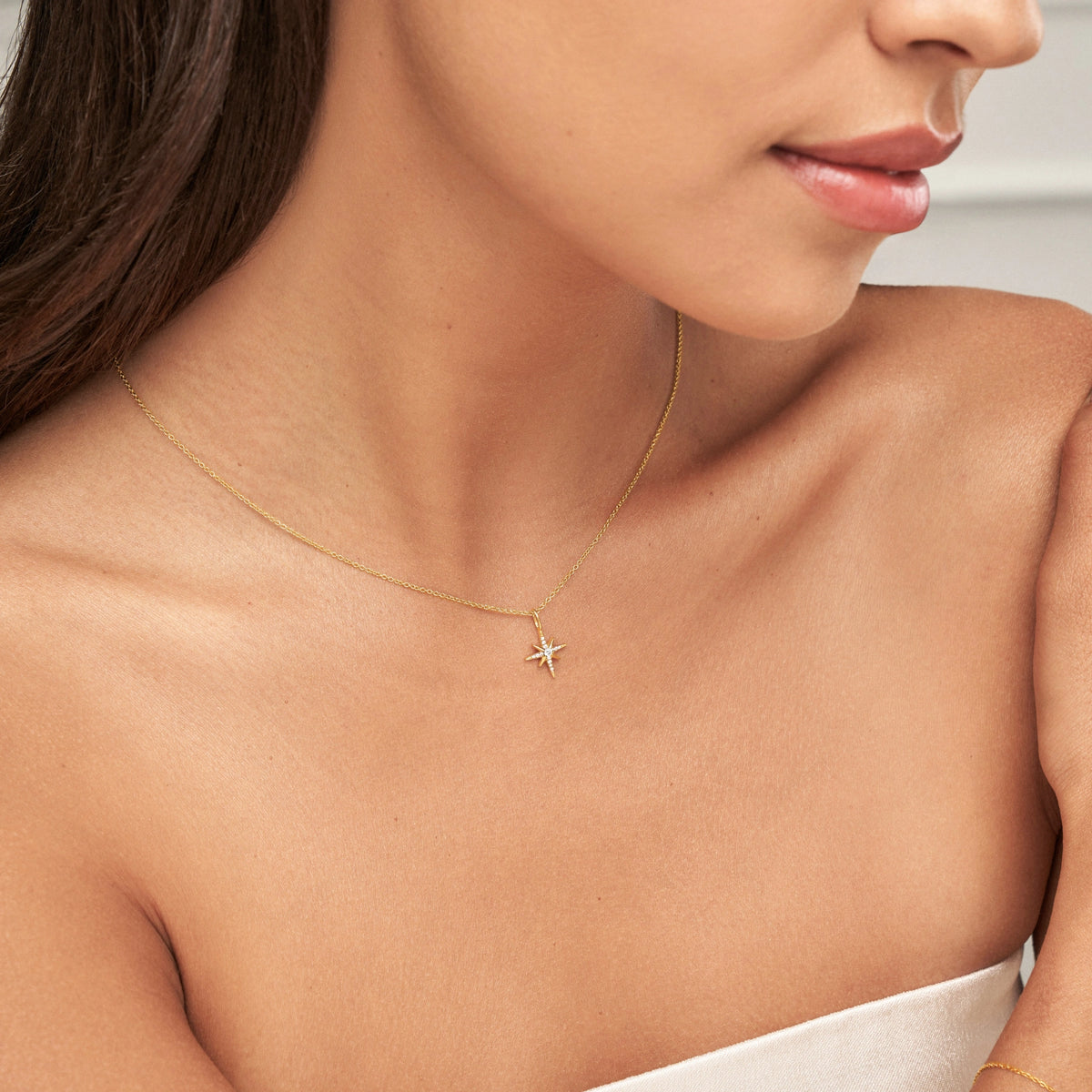 Gold Diamond Style North Star Necklace