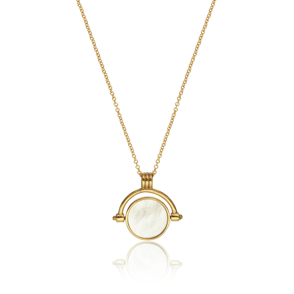 Mother Pearl Spinning Disc Necklace