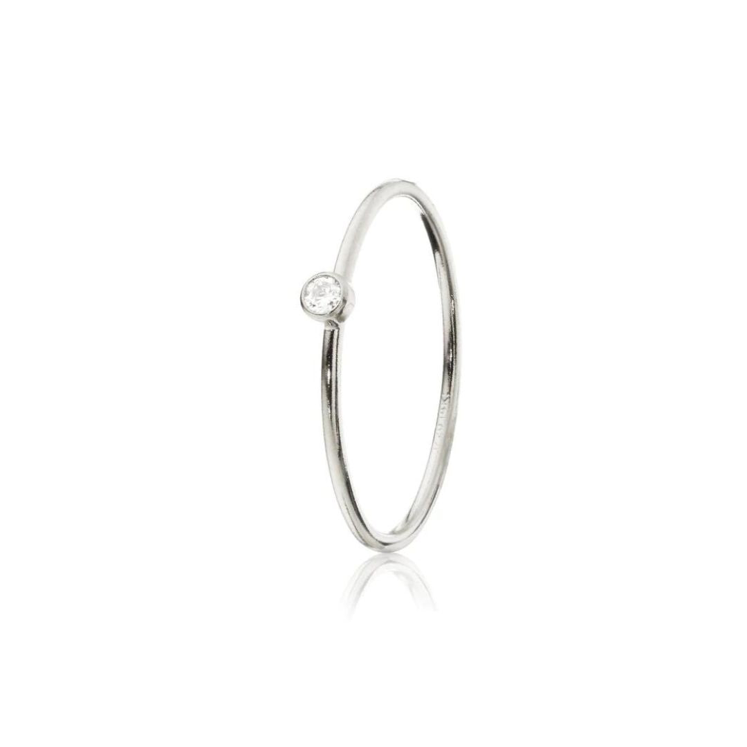 Silver Thin Diamond Style Stacking Ring