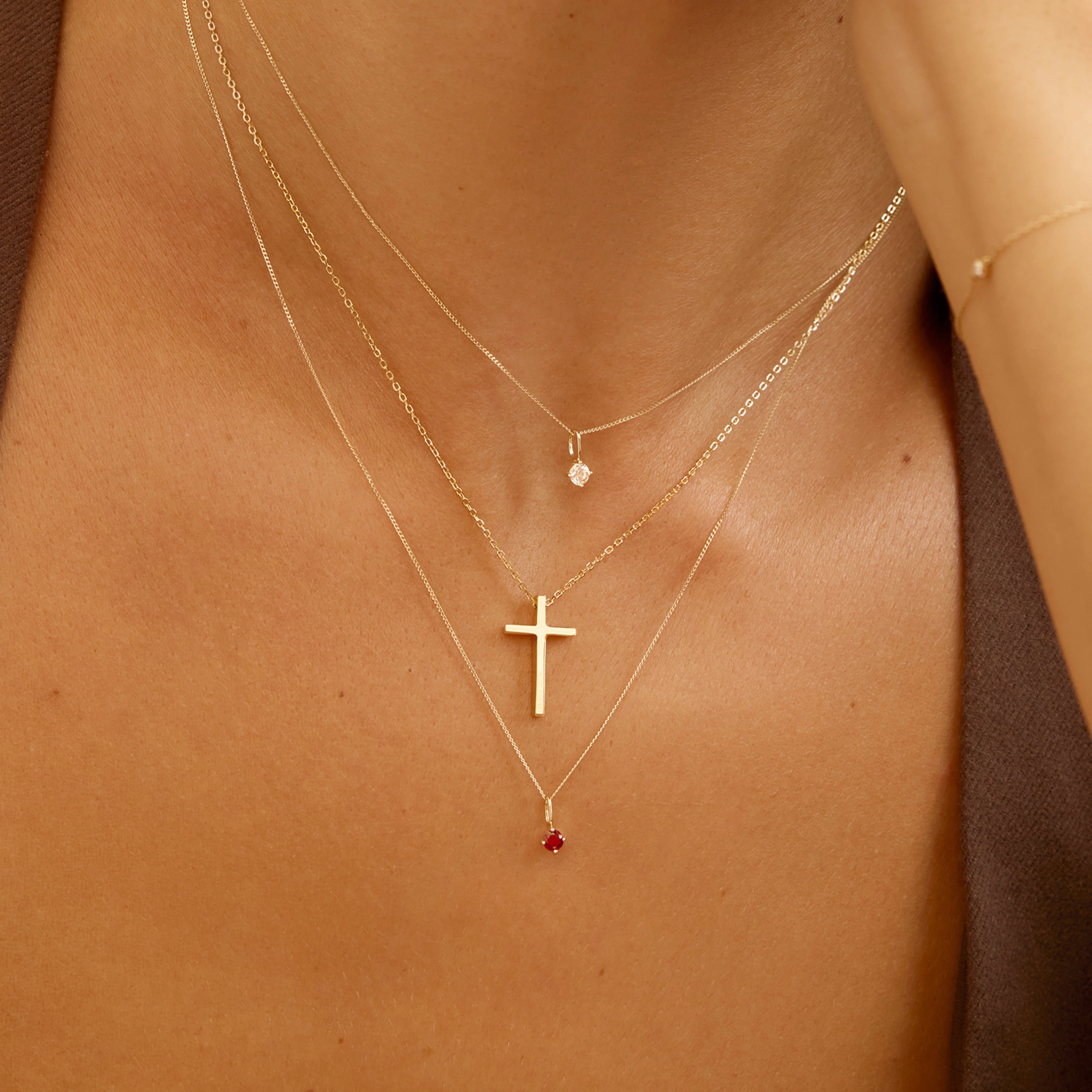 Gold Small Birthstone Pendant Necklace