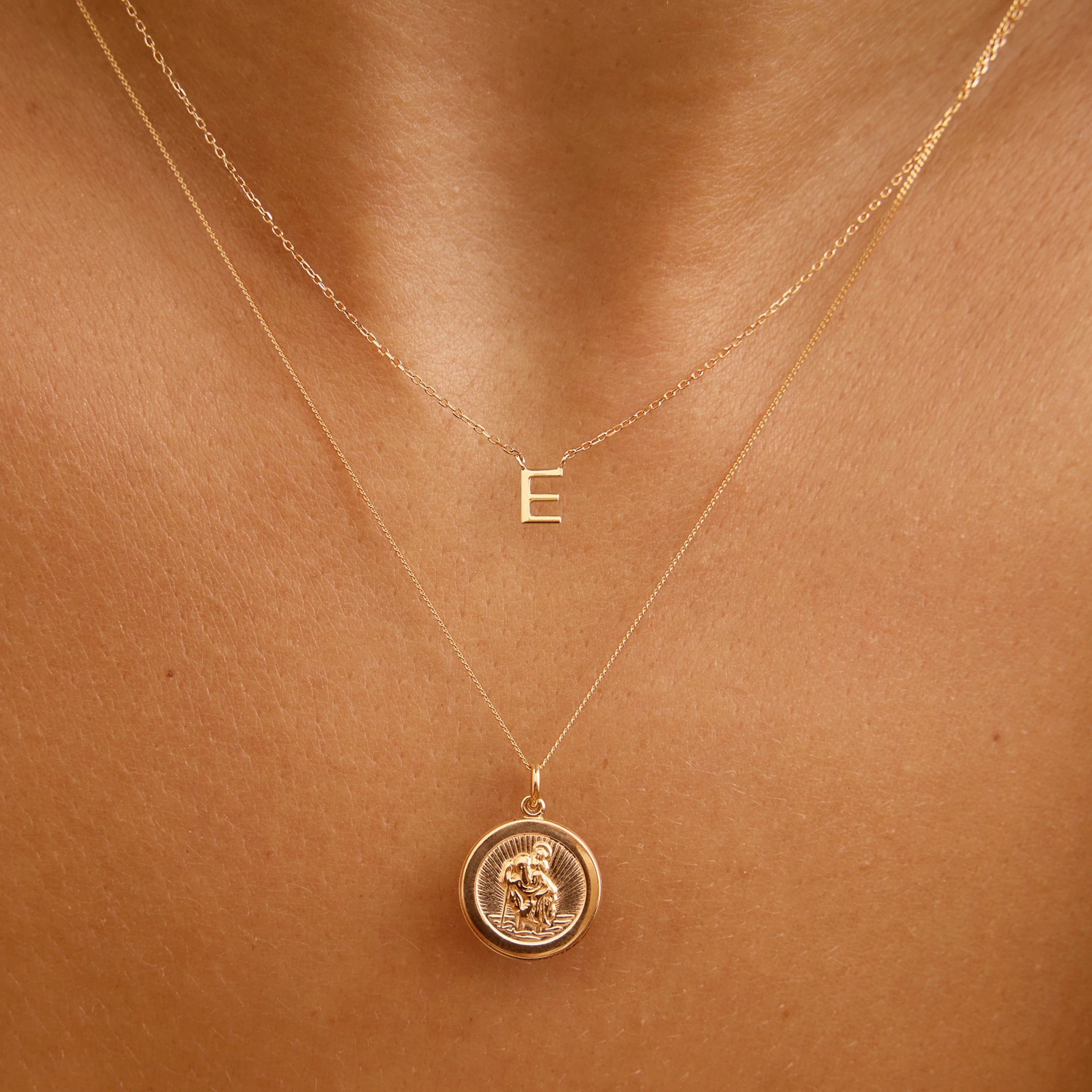 Solid Gold Miniature Initial Letter Necklace