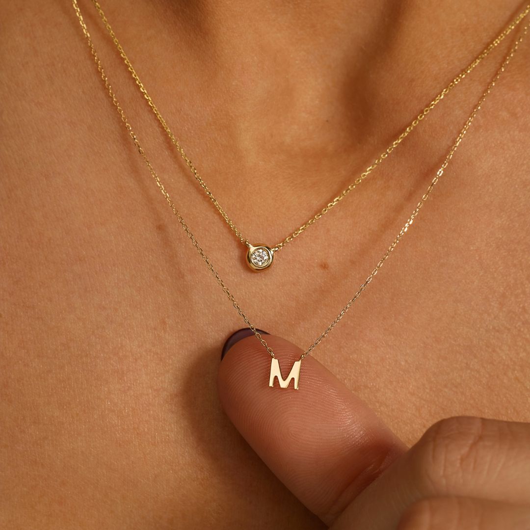 Solid Gold Floating Diamond Necklace