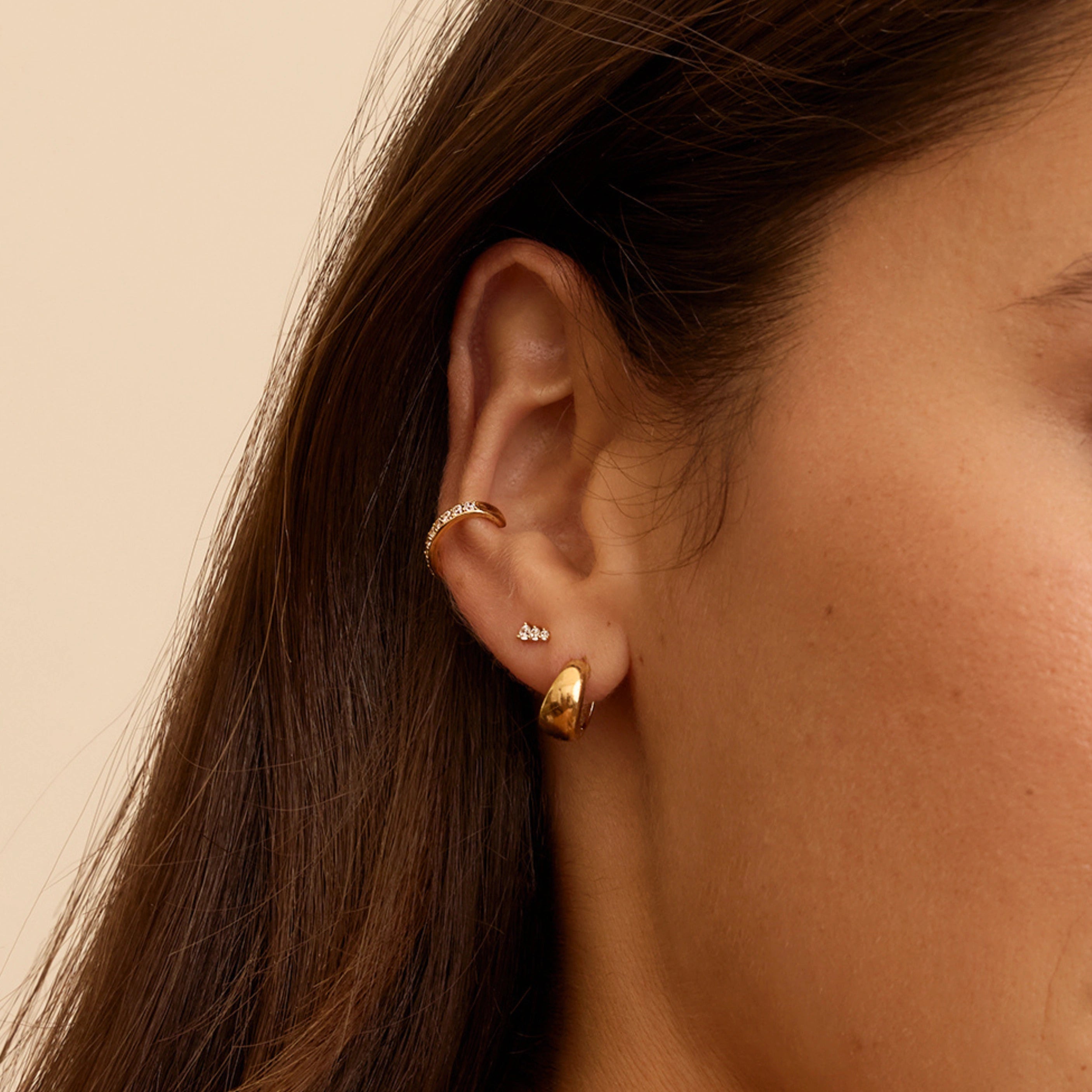 Gold Chunky Huggie Hoop Earrings