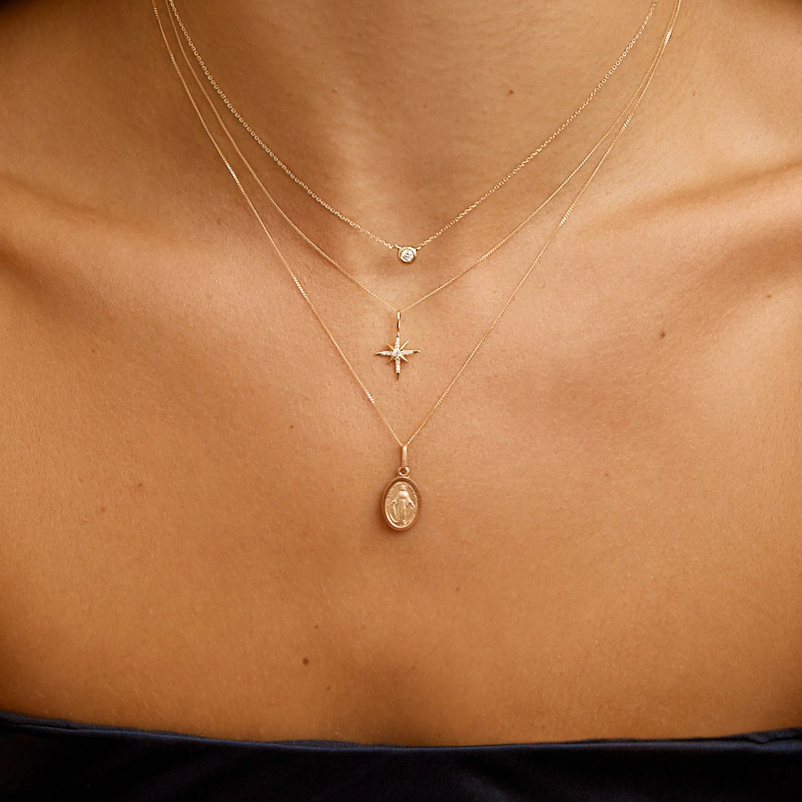 Solid Gold Floating Diamond Necklace