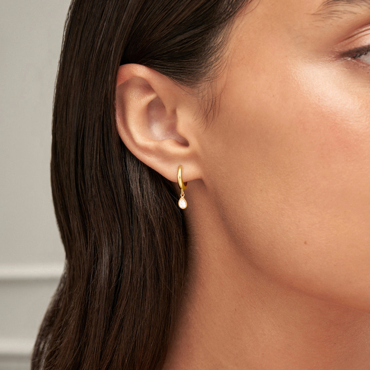 Gold Mini Teardrop Huggie Hoop Earrings