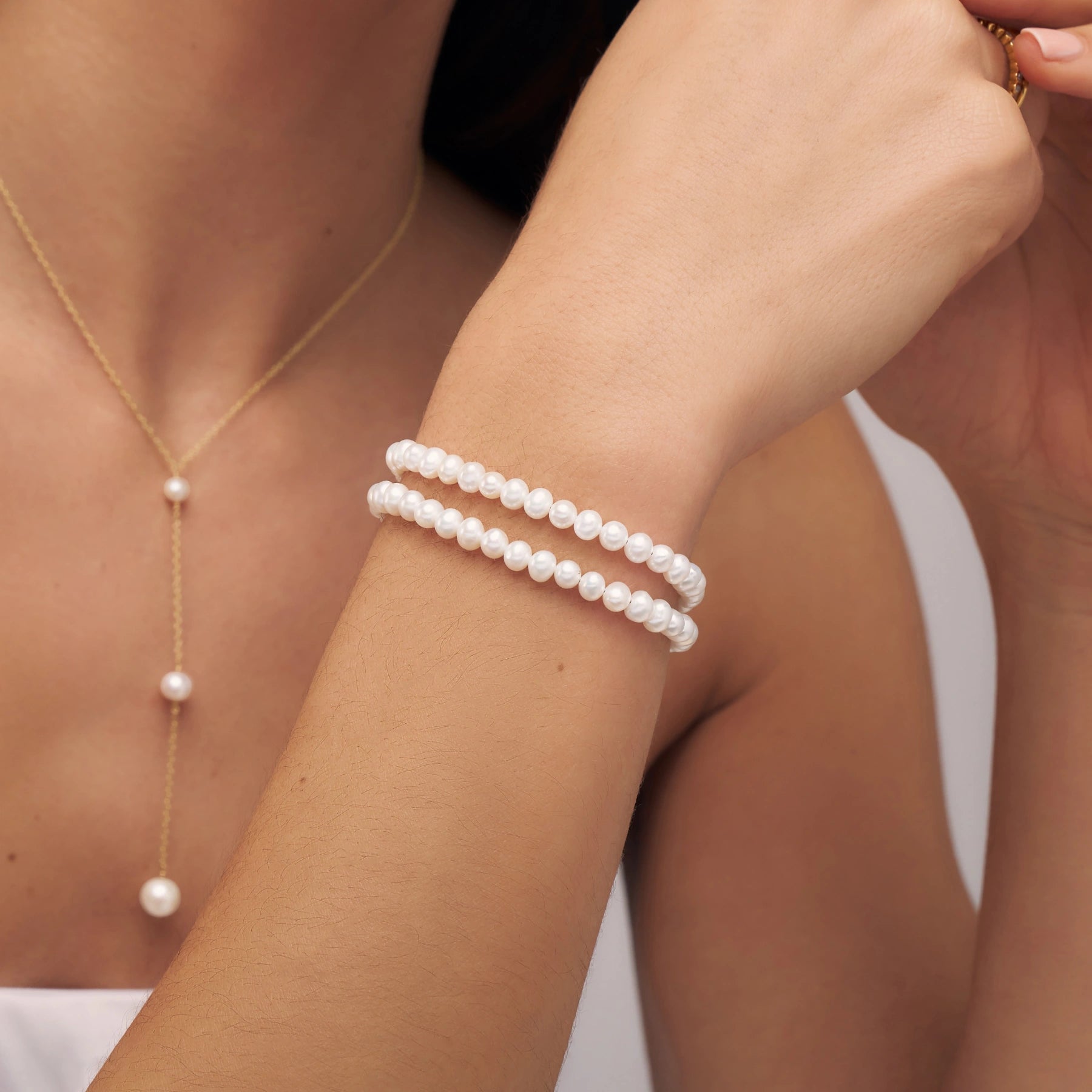 Gold Double Pearl Bracelet