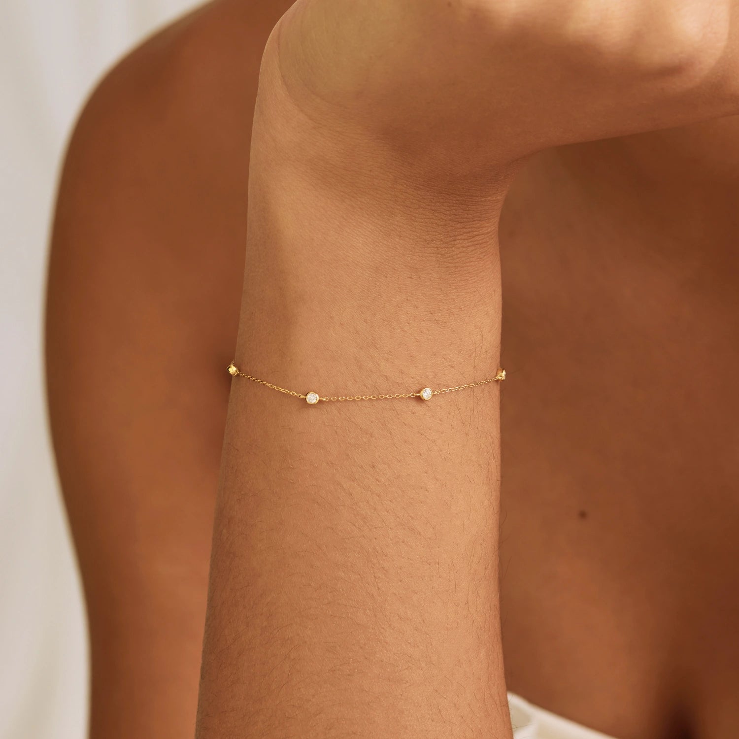 Solid Gold Five Stone Genuine Diamond Bracelet