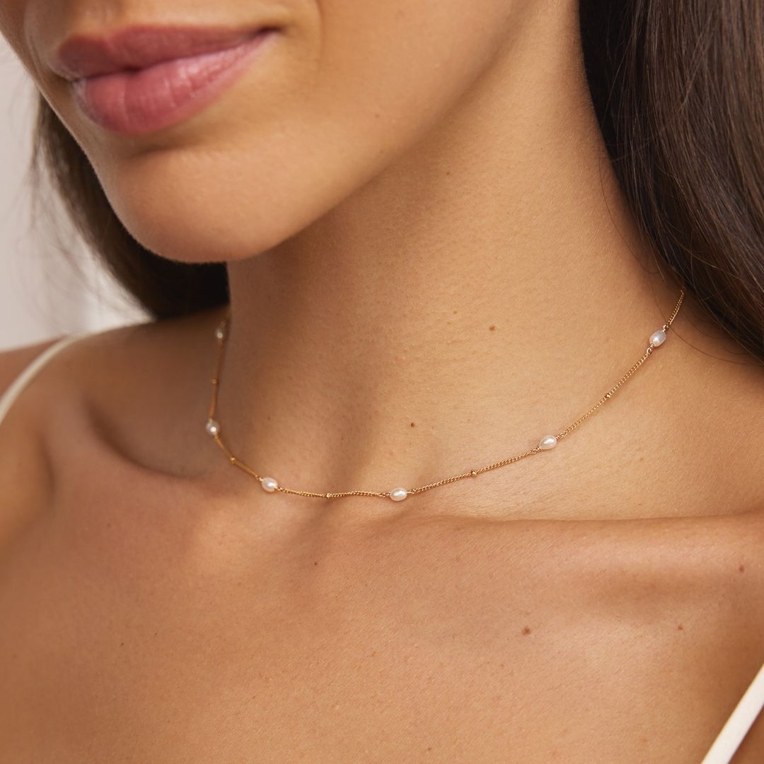 Gold Seed Pearl Satellite Choker