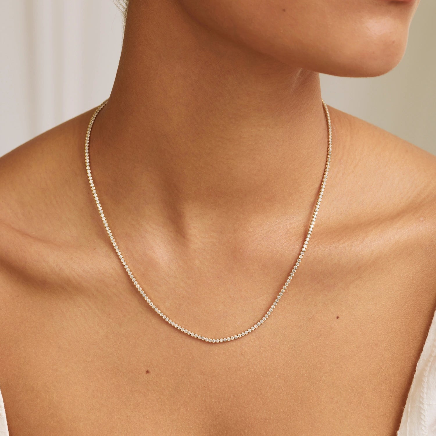 Gold Diamond Style Tennis Necklace
