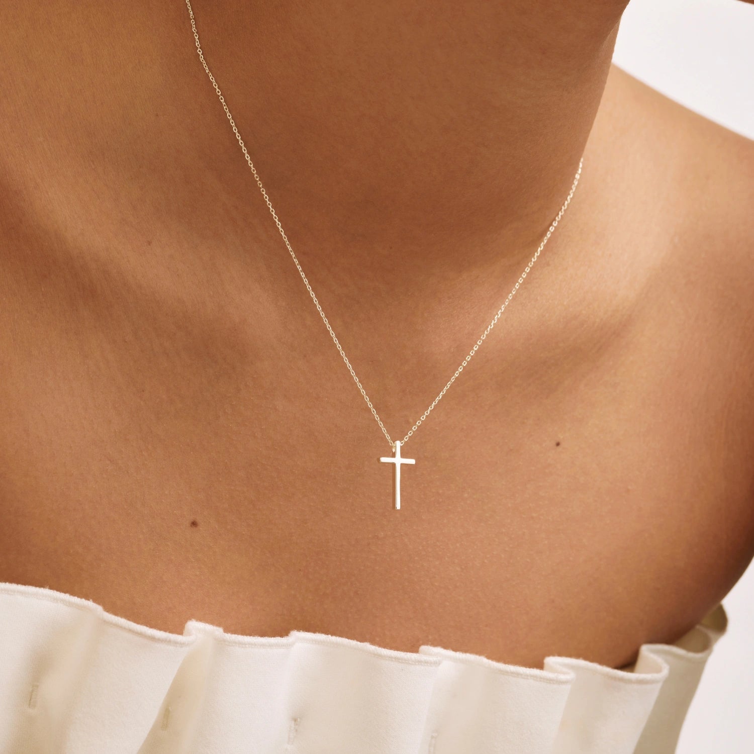 Silver Thread-through Cross Necklace