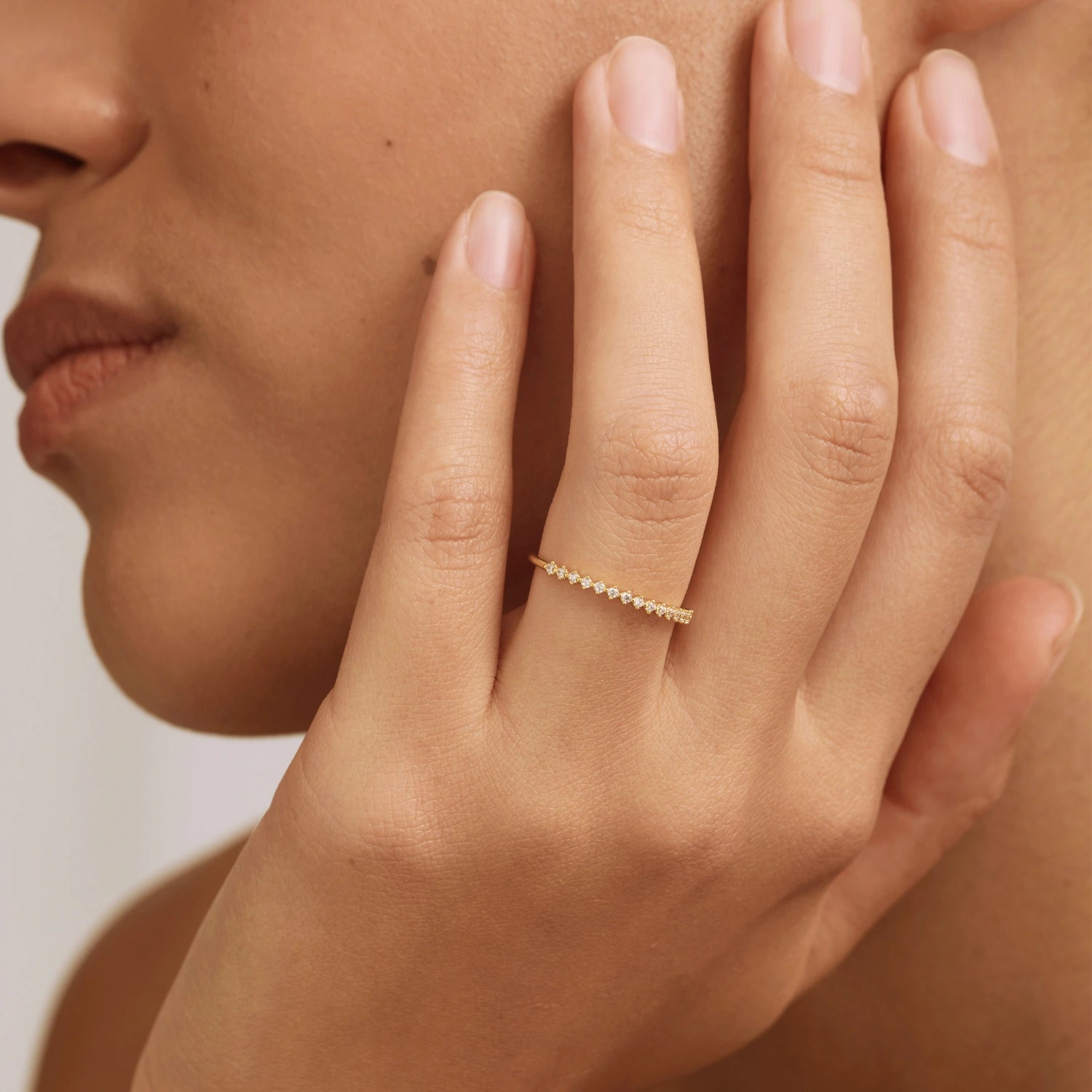 Gold Brilliant Diamond Style Half Eternity Ring